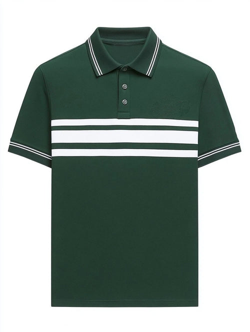 Men's Business Casual Fish Embroidered Button Short Sleeve Polo Shirt