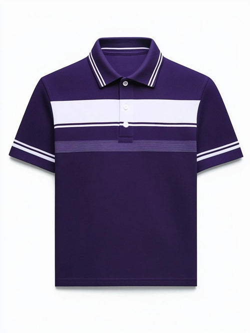 Men's Business Casual Fish Embroidered Button Short Sleeve Polo Shirt