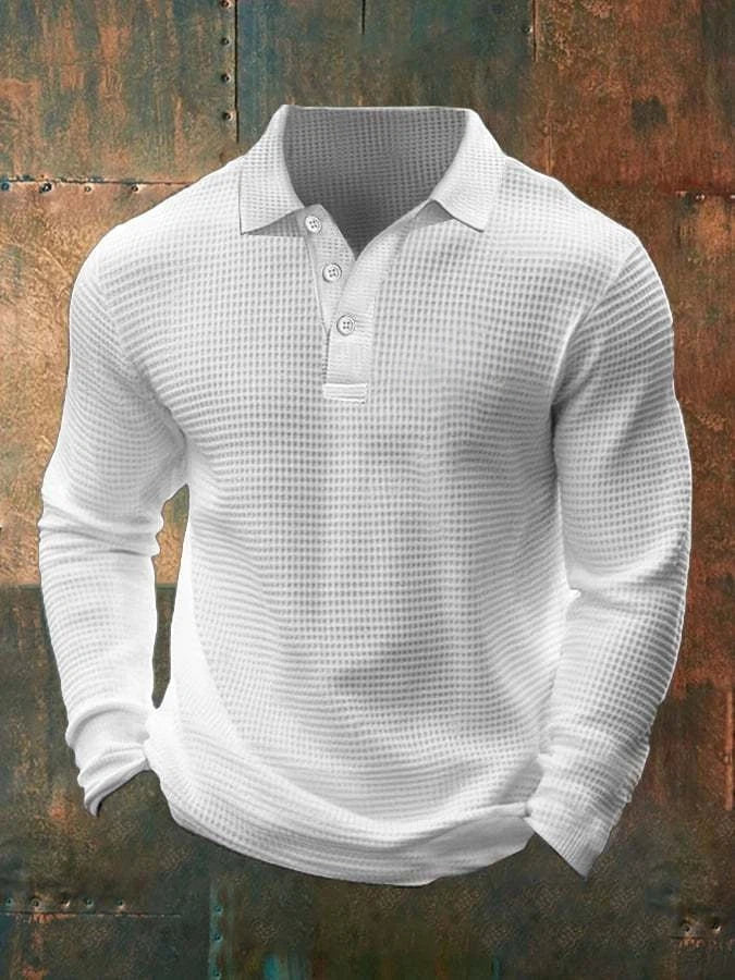 Fashionable Casual Men's Business Style Waffle Polo