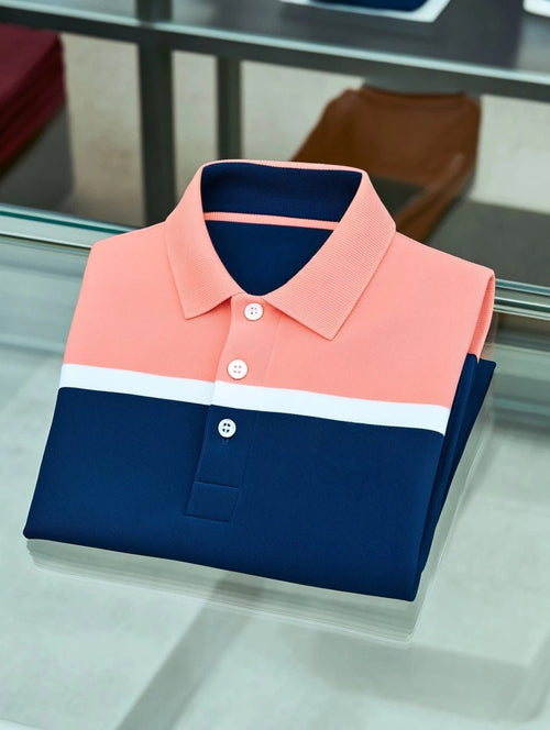Men's Business Casual Fish Embroidered Button Short Sleeve Polo Shirt