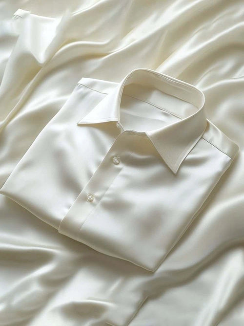 Men's Satin Luxe Long Sleeve Button Down Shirt