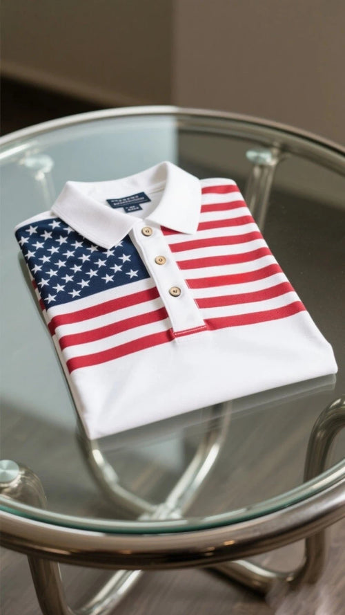 Men's Business Casual Fish Embroidered Button Short Sleeve Polo Shirt