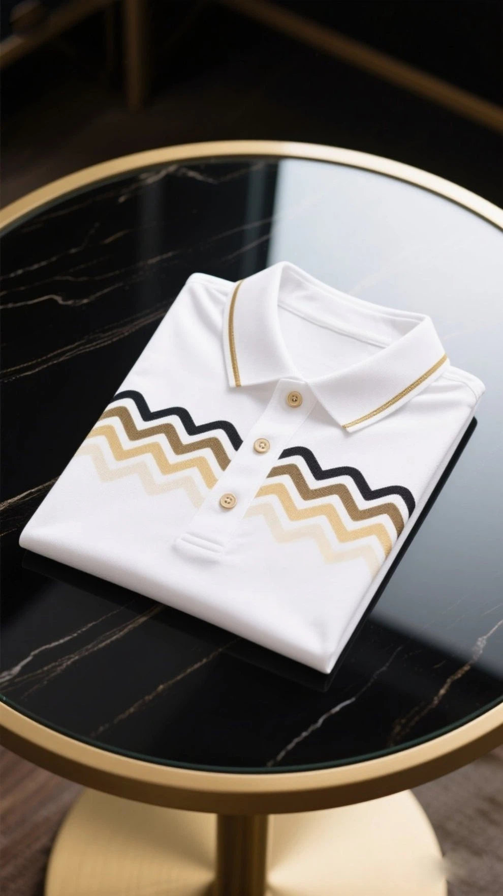 Men's Business Casual Fish Embroidered Button Short Sleeve Polo Shirt