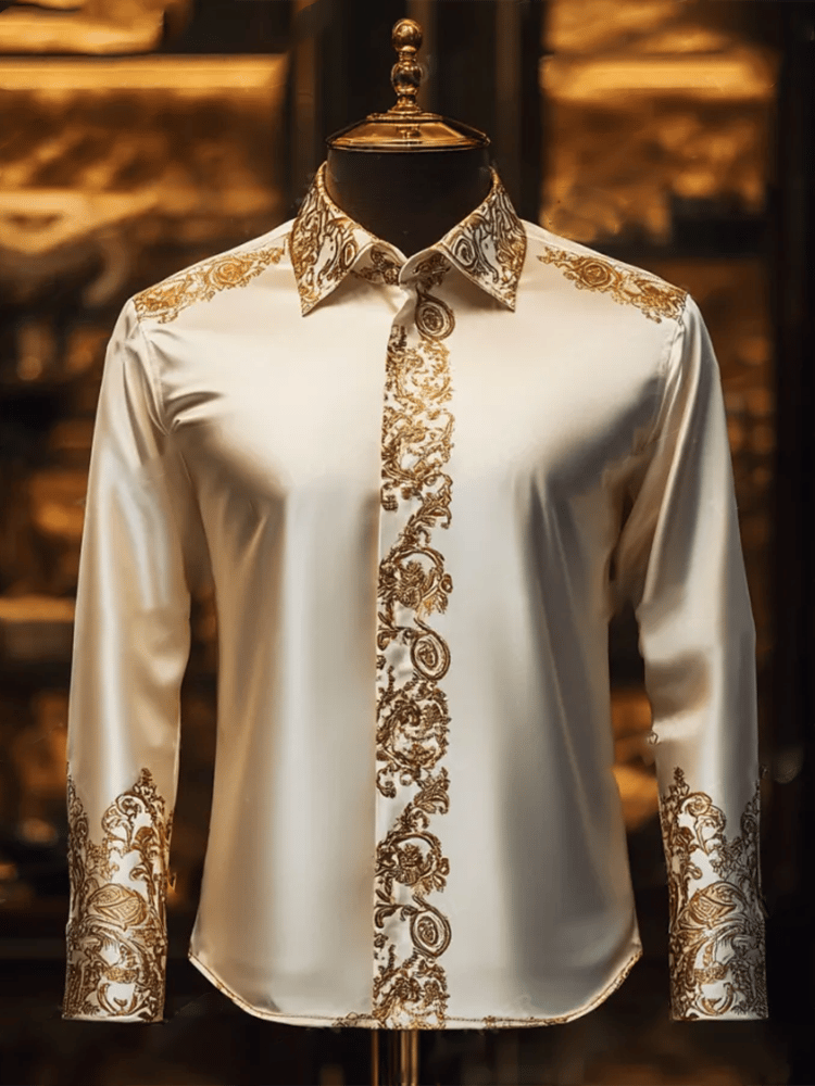 Men's Satin Luxe Long Sleeve Button Down Shirt