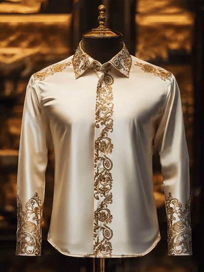 Men's Satin Luxe Long Sleeve Button Down Shirt