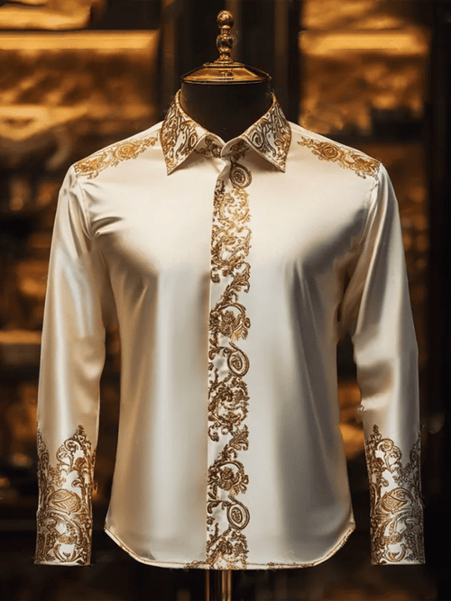 Men's Satin Luxe Long Sleeve Button Down Shirt