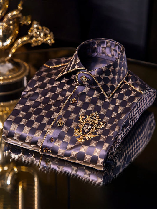 Men's Satin Luxe Long Sleeve Button Down Shirt
