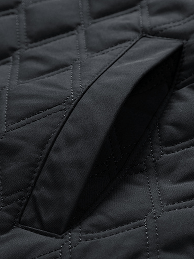 Men's Retro Diamond Pleated Cotton Multi-Pocket Casual Cotton Jacket