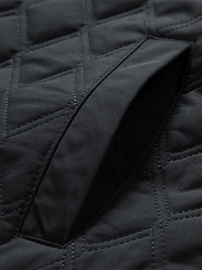 Men's Retro Diamond Pleated Cotton Multi-Pocket Casual Cotton Jacket