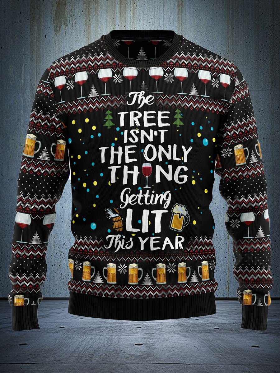 A fun Christmas tree wasn't the only thing lit up; ugly Christmas hoodies were also present.