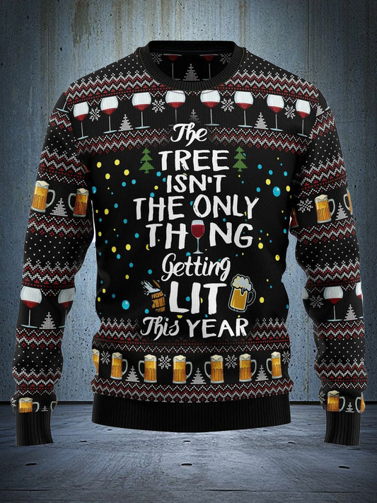 A fun Christmas tree wasn't the only thing lit up; ugly Christmas hoodies were also present.