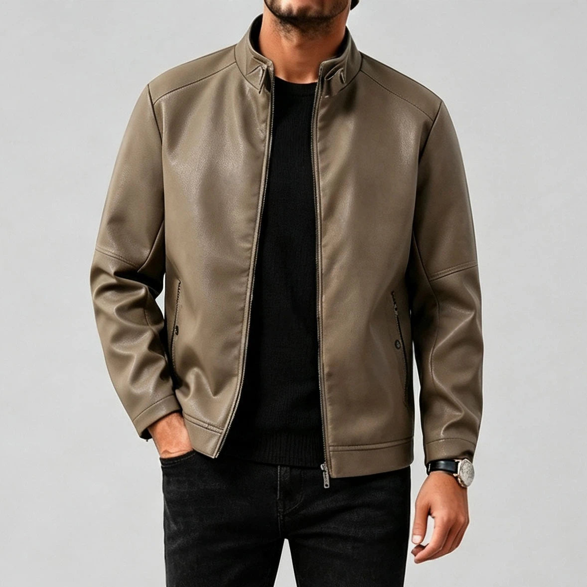 Men's Casual PU Leather Jacket