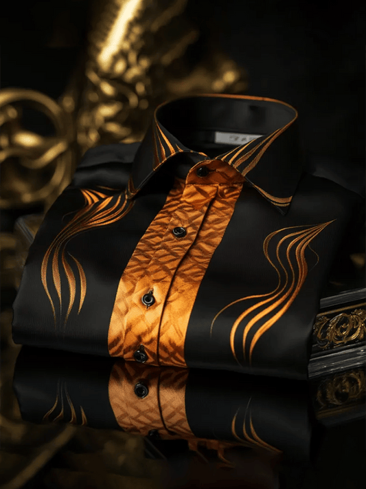 Men's Satin Luxe Print Short Sleeve Button Shirt
