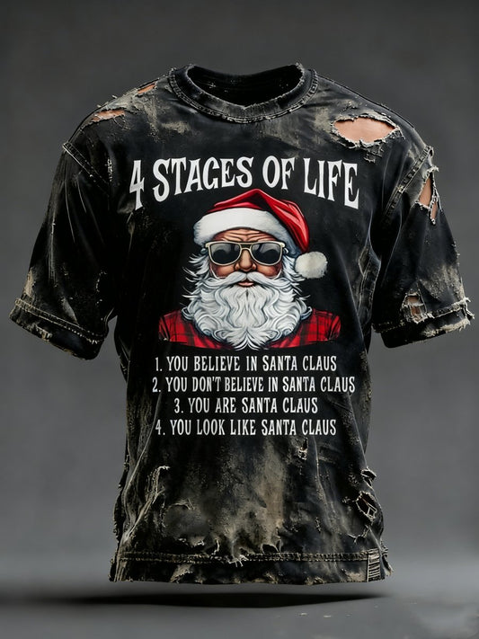 Men's Casual Retro Christmas Print T-shirt