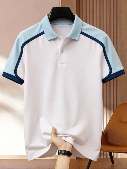 Men's Business Colorblock Plaid Print Polo Shirt
