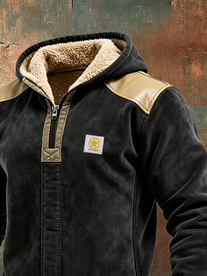 Men's Retro Contrast Color Comfort Zip-Up Sweatshirt