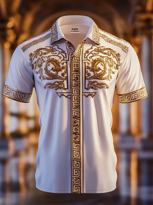 Men's Satin Luxe Print Short Sleeve Button Shirt
