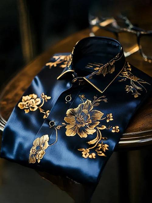 Men's Silk Luxury Business Long Sleeve Shirt