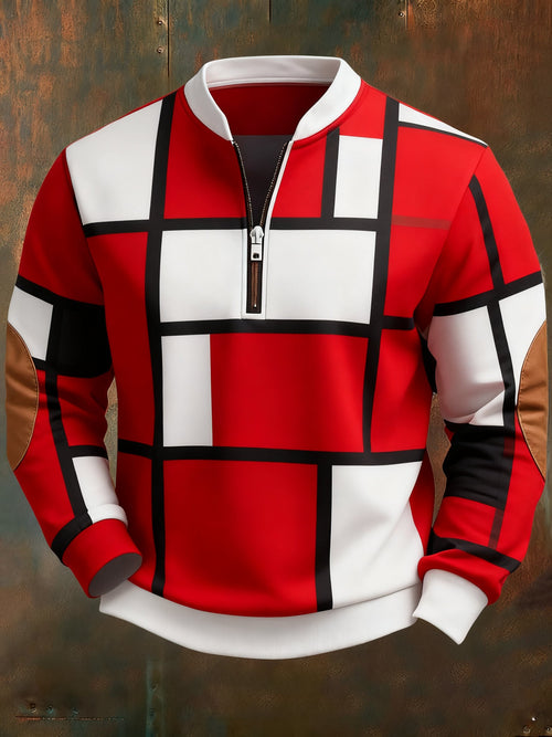 Men's Casual Geometric Color Block Print Sweatshirt