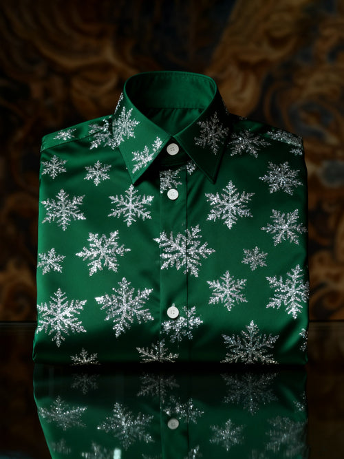 Men's Luxury Christmas Party Long Sleeve Button-Down Shirt