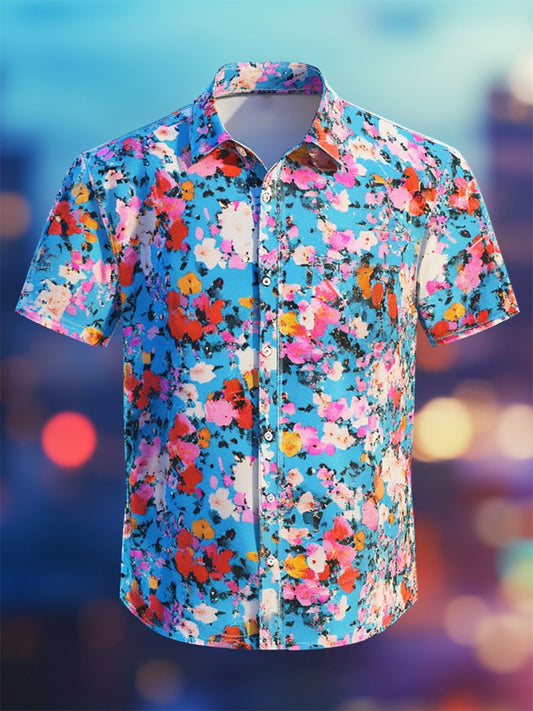 Men's Casual Resort Floral Print Short Sleeve Shirt