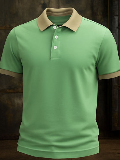 Men'S Casual Classic Contrast Color Print Business Short-Sleeved Polo Shirt
