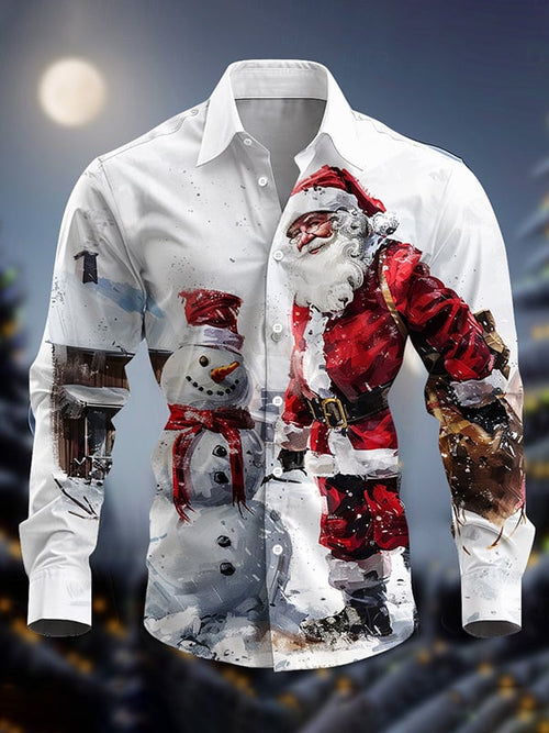 Men's Christmas Light Luxury Lapel Long Sleeve Shirt