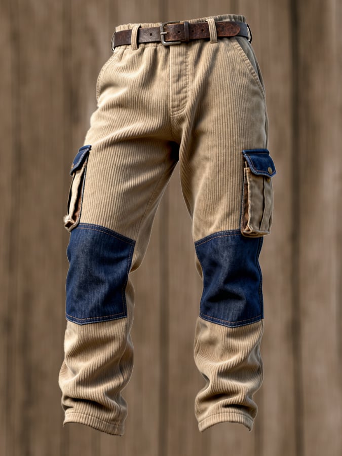 Men's Retro Outdoor Corduroy Multi-Function Pocket Work Pants
