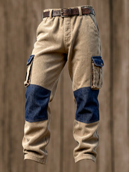 Men's Retro Outdoor Corduroy Multi-Function Pocket Work Pants