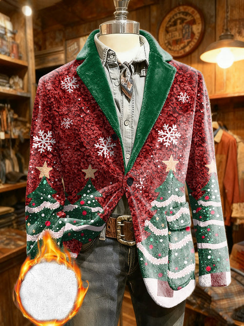 Men's Retro Christmas Flannel Warm Suit Jacket