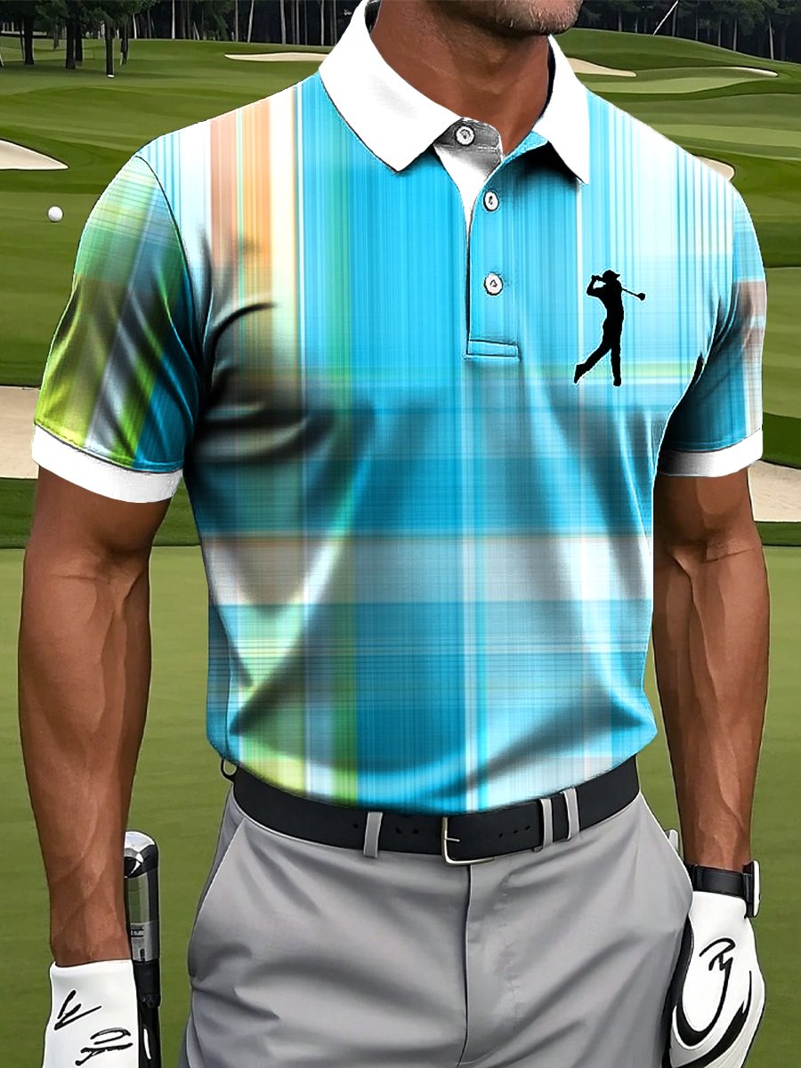 Men's Casual Contrast Color Polo Shirt