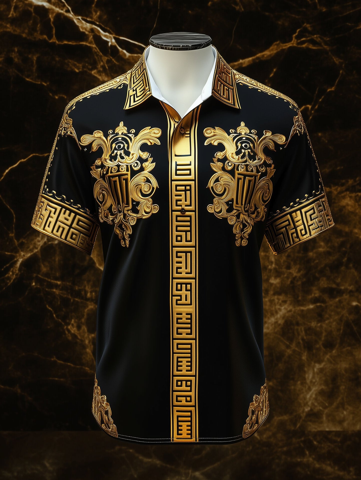 Men's Satin Luxe Print Short Sleeve Button Shirt