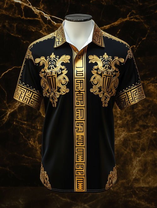 Men's Satin Luxe Print Short Sleeve Button Shirt