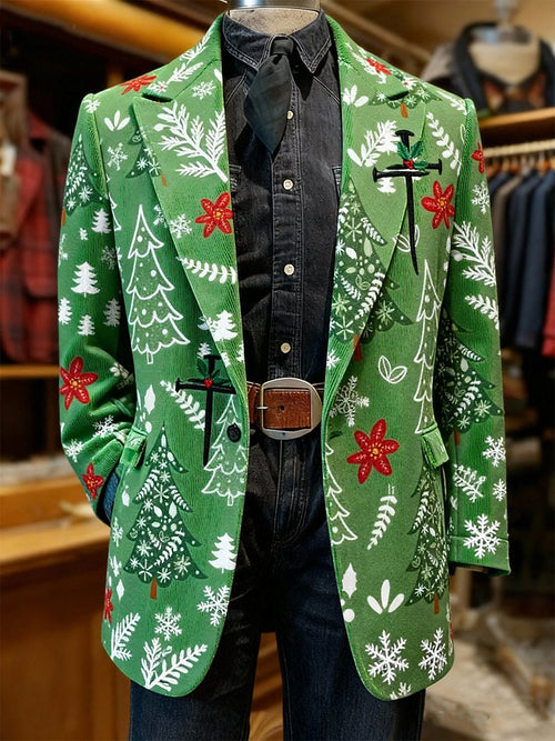 Men's Corduroy Christmas Lapel Suit Jacket