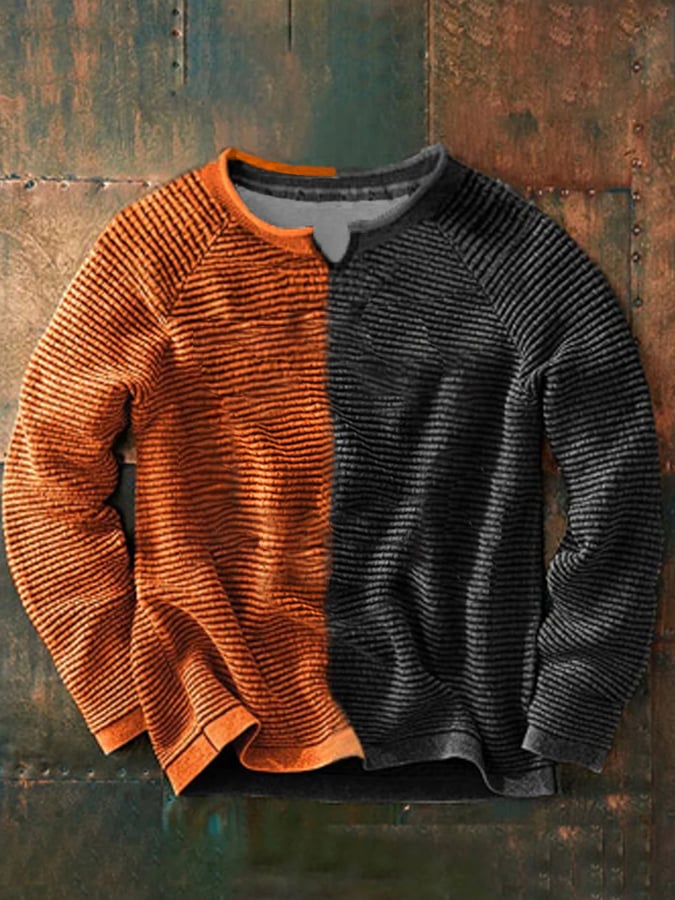 Men's Contrast Waffle Casual Sweatshirt
