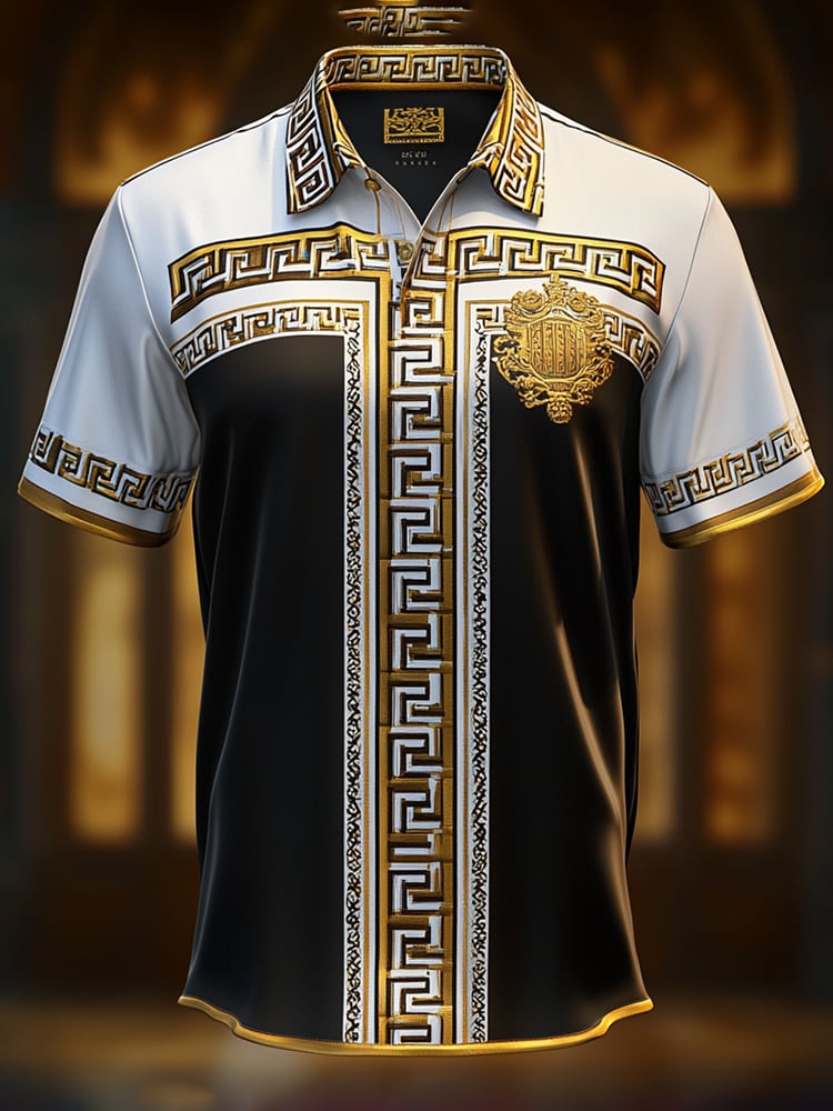 Men's Satin Luxe Print Short Sleeve Button Shirt