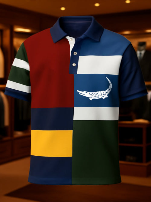 Men's Business Casual Button Short Sleeve Polo Shirt
