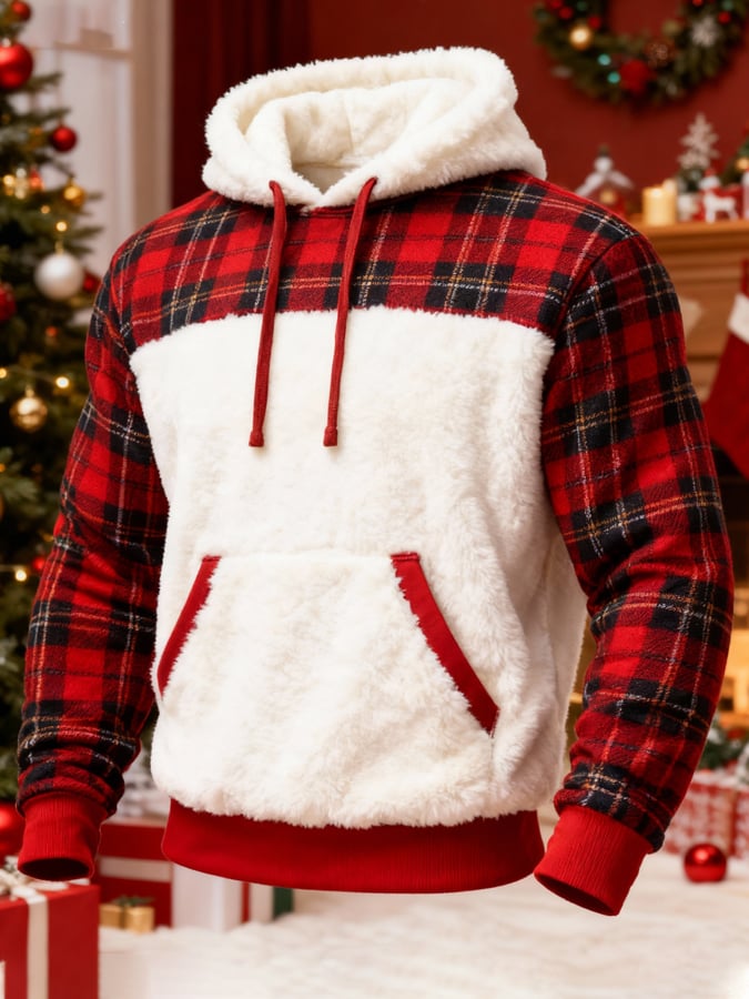 Men's Warm Suede and Plush Christmas Zipper Sweatshirt