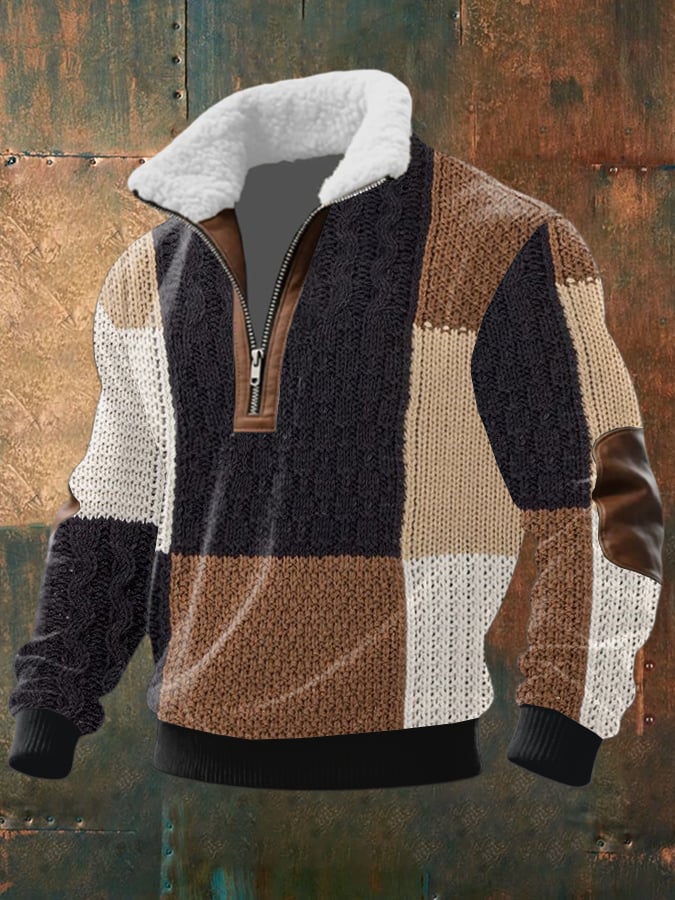 Men's Cable Textured Print Casual Sweatshirt