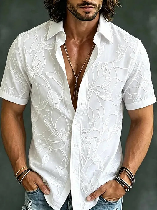 Men's Floral Pattern Art Print Casual Shirt