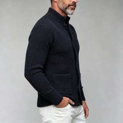 Men's Slim-Fit Stand-Collar Knit Cardigan