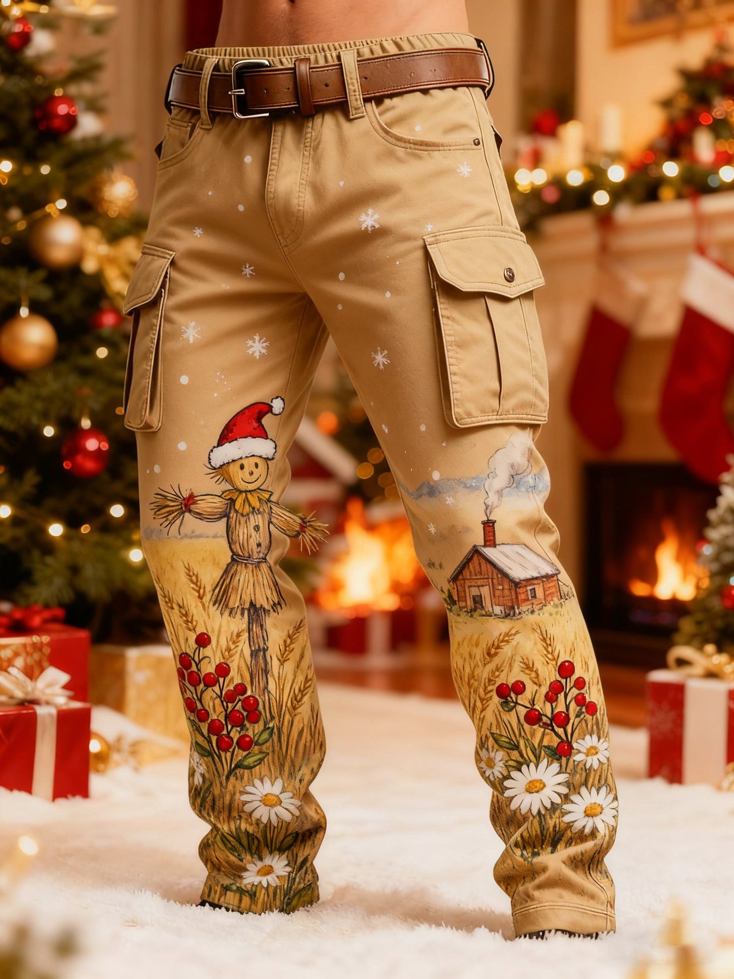 Men's Christmas Printed Cargo Pants