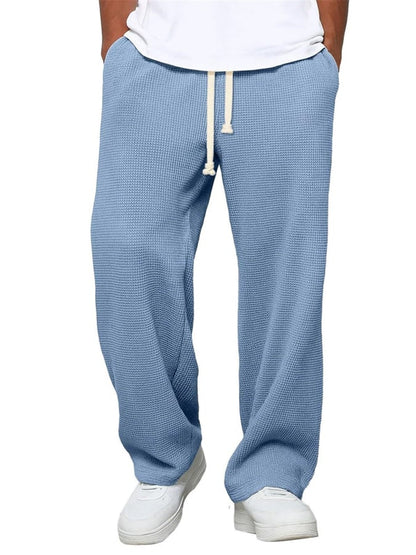 Men's Waffle Casual Loose Straight Trousers