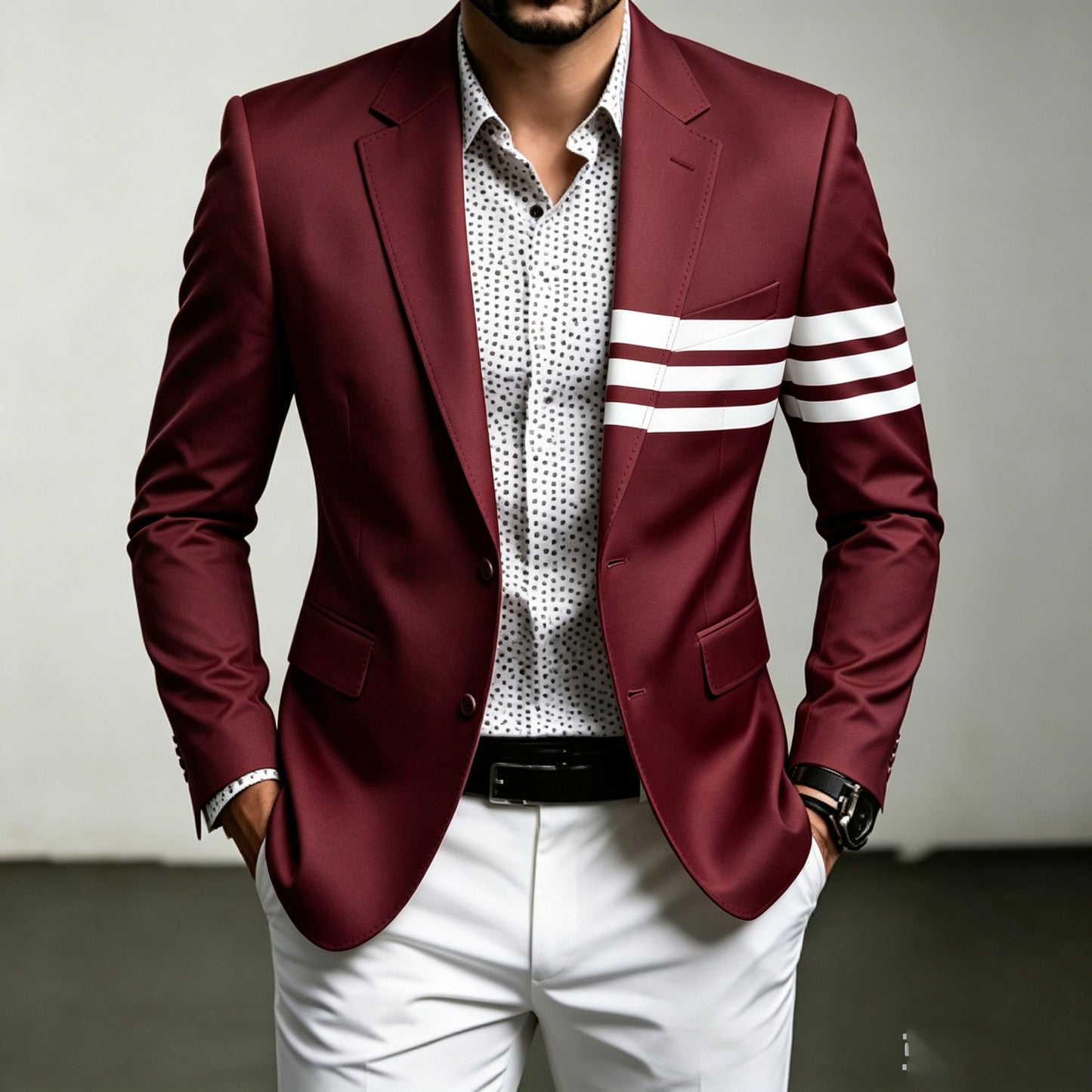 Men's Red Printed Blazer