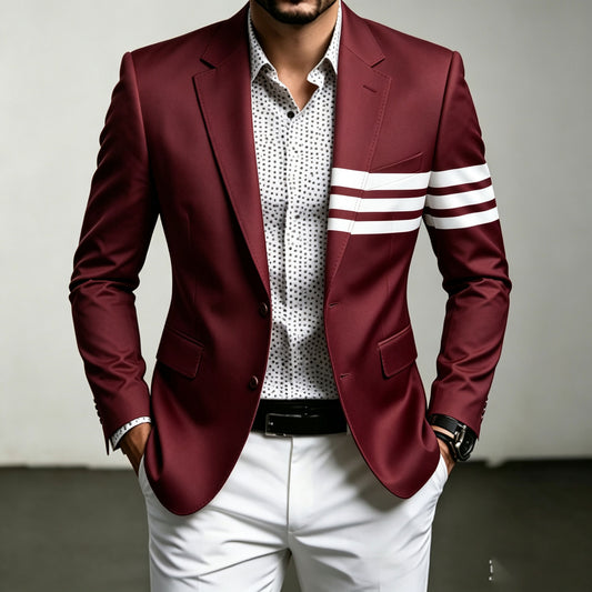 Men's Red Printed Blazer