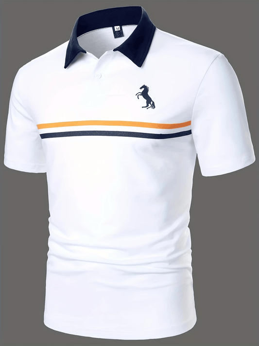 Men's Business Logo Button-Down Short Sleeve Polo Shirt