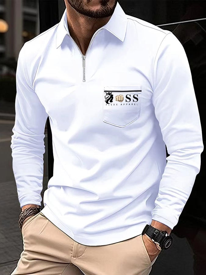 Men's Sports Casual Slim Fit Long Sleeve Polo Shirt