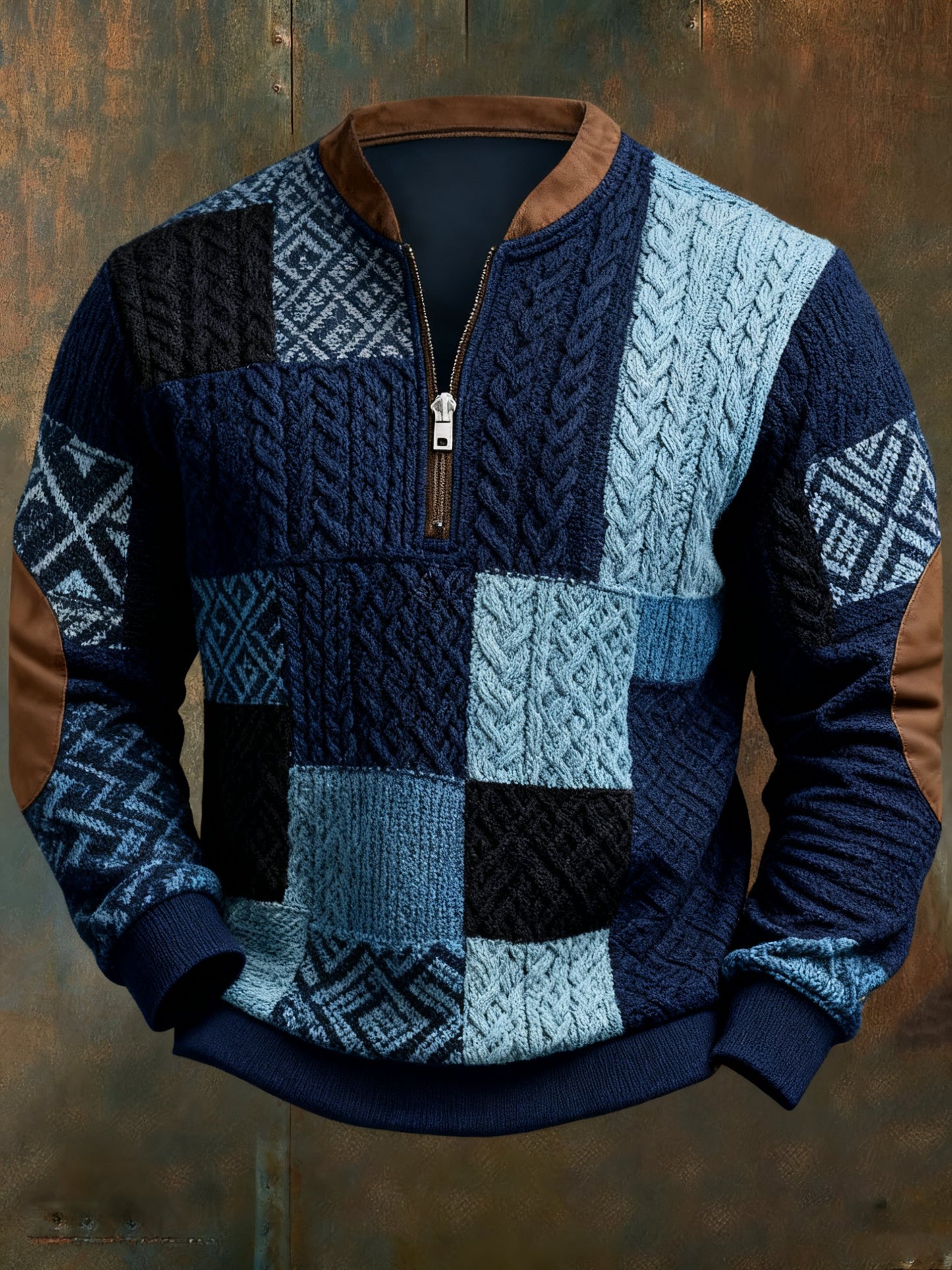Men's Casual Geometric Color Block Print Sweatshirt