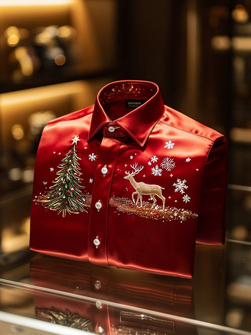 Christmas Men's Business Luxury Elk Long Sleeve Shirt