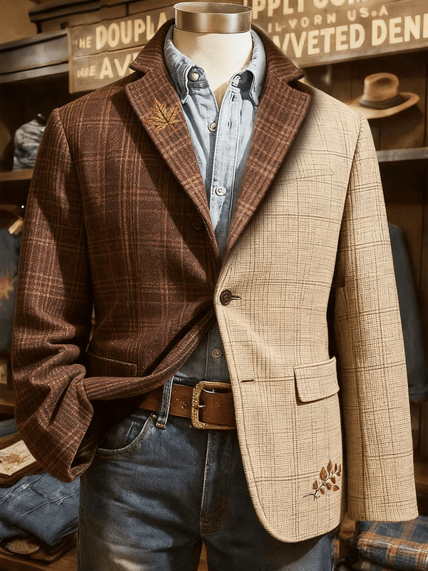 Men's Autumn and Winter Retro Plaid Print Casual Jacket